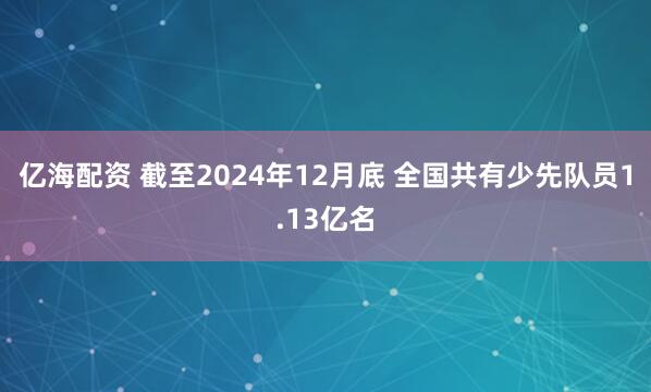 亿海配资 截至2024年12月底 全国共有少先队员1.13亿名